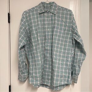 Southern Tide Teal and White Checkered Shirt